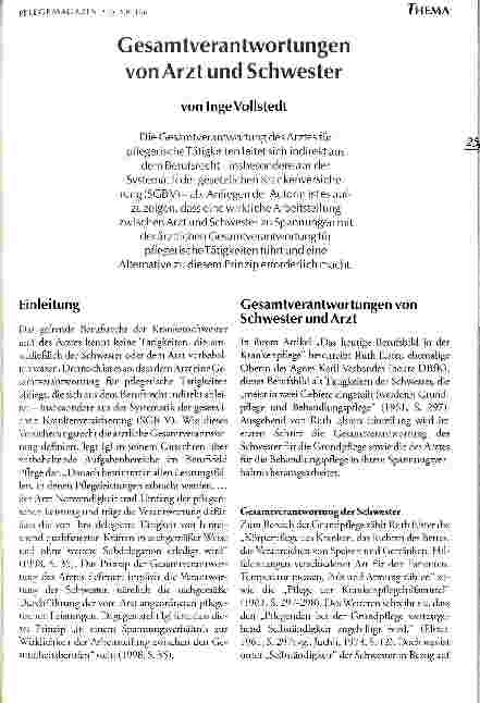 Vorschauseite 1: Gesamtverantwortungen von Arzt und Schwester