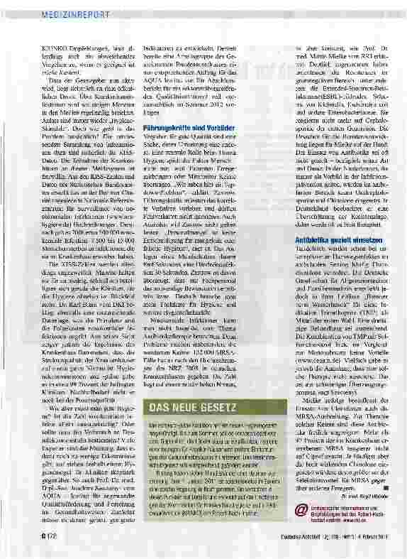 Vorschauseite 2: HYGIENE IN KRANKENHÄUSERN Der Faktor Mensch