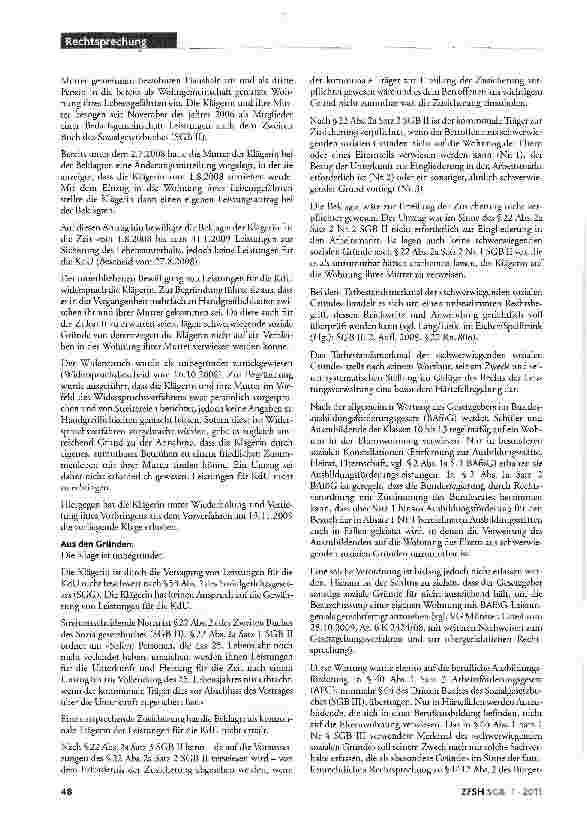 Vorschauseite 2: Auszug eines ALG-Il-Empfängers aus elterlicher Wohnung; Versagung der Übernahme der Unterkunftskosten; keine Verpflichtung des Trägers zur Erteilung der ZusicherungSGB II §22 Abs.…