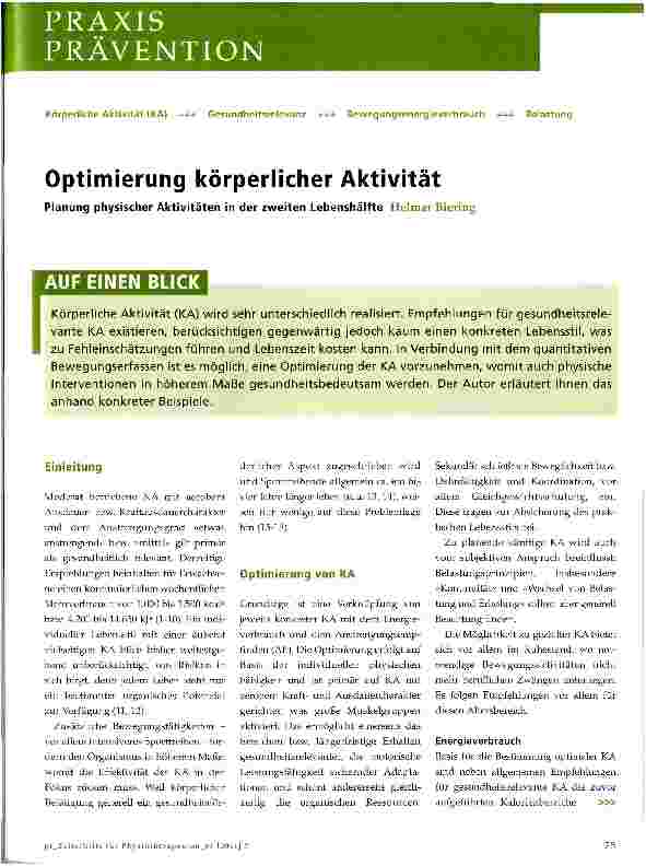 Vorschauseite 1: Optimierung körperlicher Aktivität