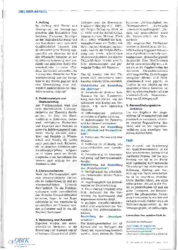 Vorschauseite 3: Auswahl und Bestimmung von Qualitätsindikatore