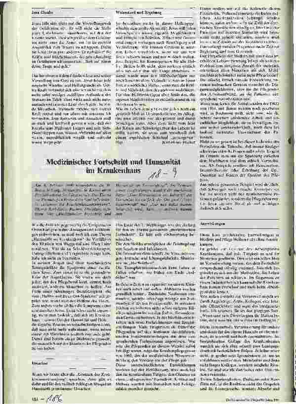 Vorschauseite 1: Medizinischer Fortschritt und Humanität im Krankenhaus