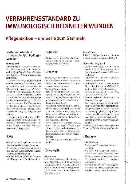 Vorschauseite 1: VERFAHRENSSTANDARD ZU IMMUNOLOGISCH BEDINGTEN WUNDENPflegelexikon - die Serie zum Sammeln