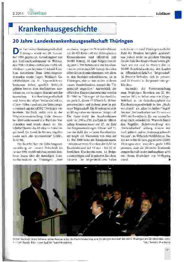 Vorschauseite 1: I Krankenhausgeschichte20 Jahre Landeskrankenhausgesellschaft Thüringen