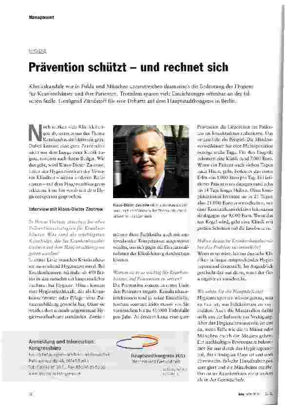 Vorschauseite 1: Prävention schützt - und rechnet sich