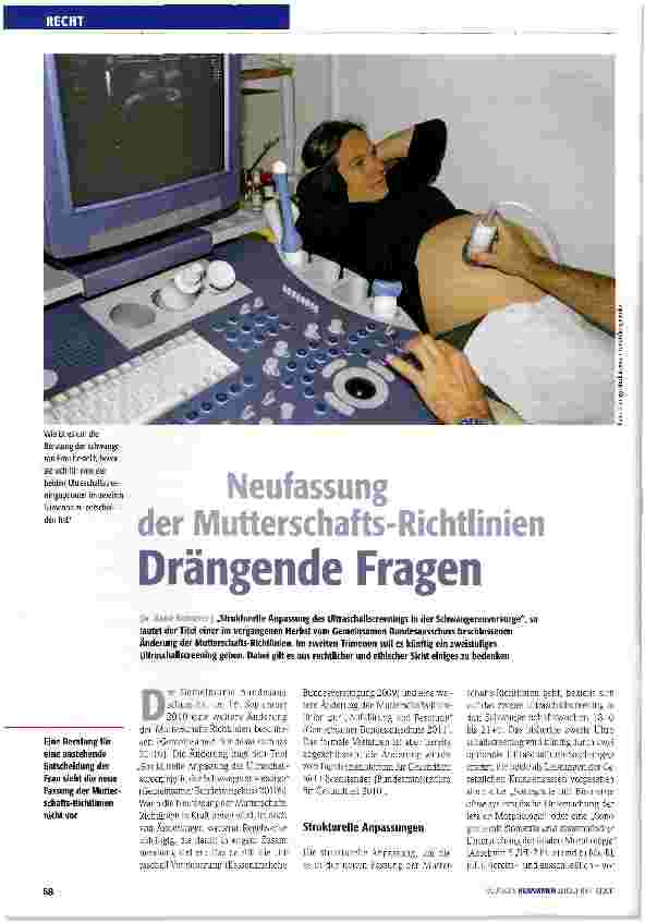 Vorschauseite 1: Neufassung der Mutterschafts-Richtlinien Drängende Fragen