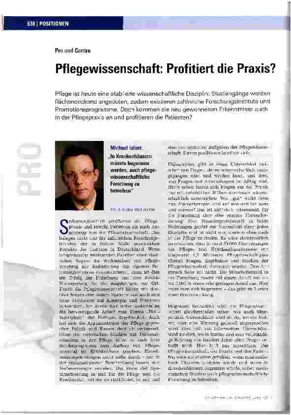 Vorschauseite 1: Pflegewissenschaft: Profitiert die Praxis?