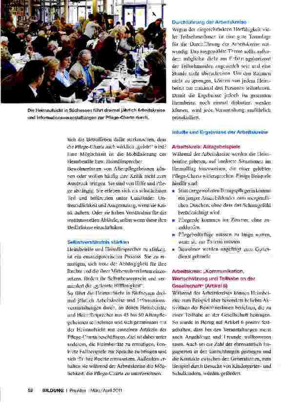 Vorschauseite 2: Die Pflege-Charta in der PraxisFortund Weiterbildungen für Heimbeiräte und Pflegende