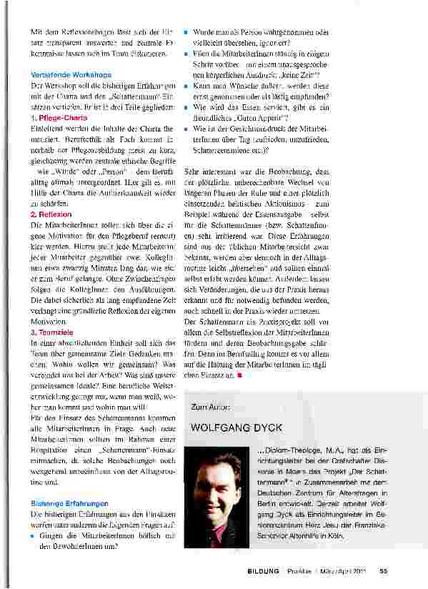 Vorschauseite 5: Die Pflege-Charta in der PraxisFortund Weiterbildungen für Heimbeiräte und Pflegende