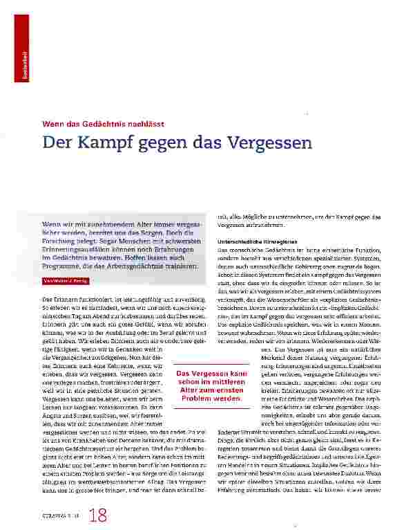 Vorschauseite 1: Der Kampf gegen das Vergessen