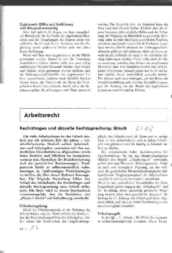 Vorschauseite 1: Arbeitsrecht - Rechtsfragen und aktuelle Rechtssprechung: Urlaub