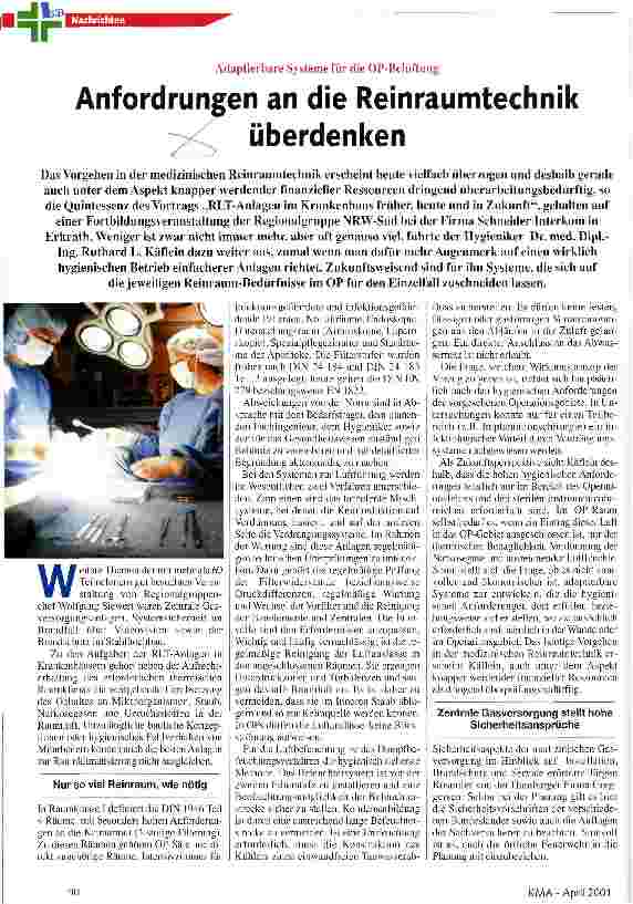 Vorschauseite 1: Anforderungen an die Reinraumtechnik überdenken