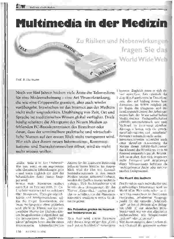 Vorschauseite 1: Multimedia in der Medizinzu Risiken und Nebenwirkungen fragen Sie das World Wide Web