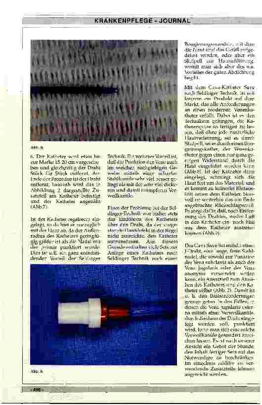 Vorschauseite 4: Erfahrungen mit einem neuen zentralen Venenkatheter nach Seldinger