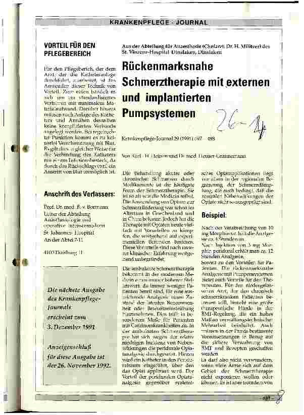 Vorschauseite 5: Erfahrungen mit einem neuen zentralen Venenkatheter nach Seldinger