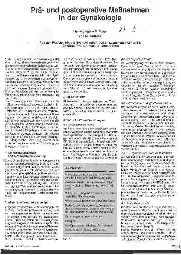 Vorschauseite 1: Präund postoperative Maßnahmen in der Gynäkologie