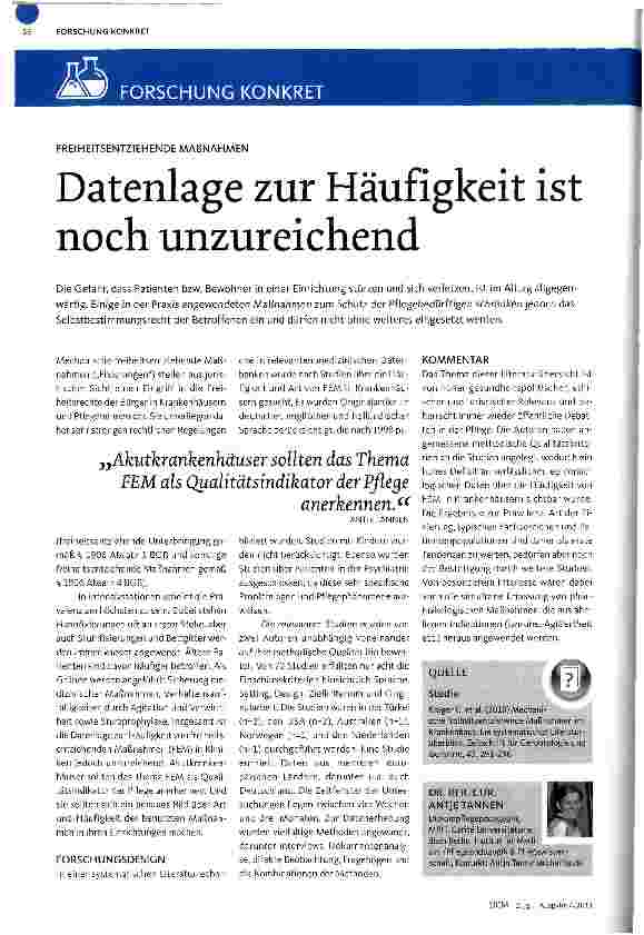 Vorschauseite 1: Datenlage zur Häufigkeit ist noch unzureichend