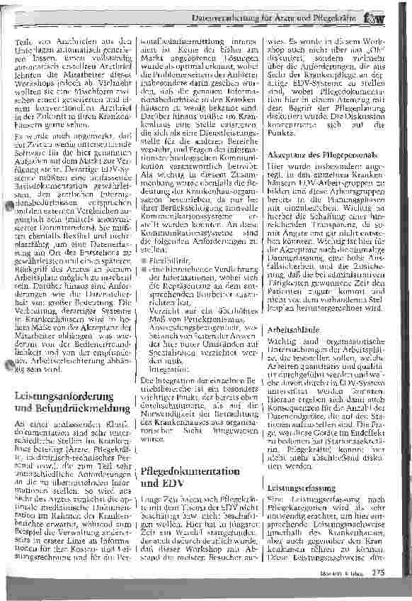 Vorschauseite 2: Datenverarbeitung für Ärzte und Pflegekräfte - Ergebnisse des 2. Schleswig-Holsteiner-Forums für Krankenhaus-Software