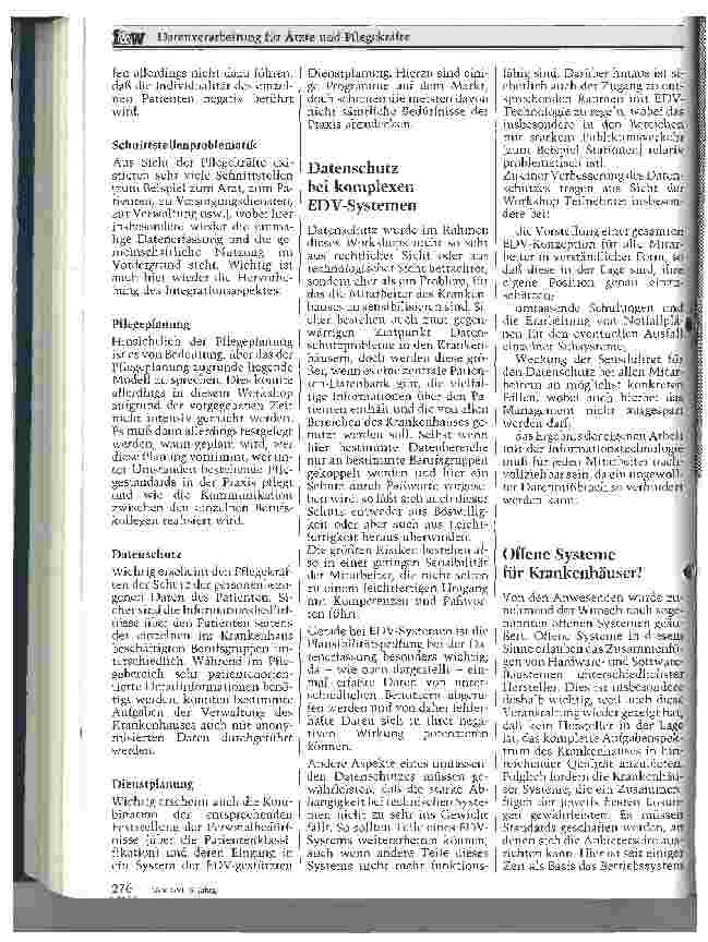 Vorschauseite 3: Datenverarbeitung für Ärzte und Pflegekräfte - Ergebnisse des 2. Schleswig-Holsteiner-Forums für Krankenhaus-Software