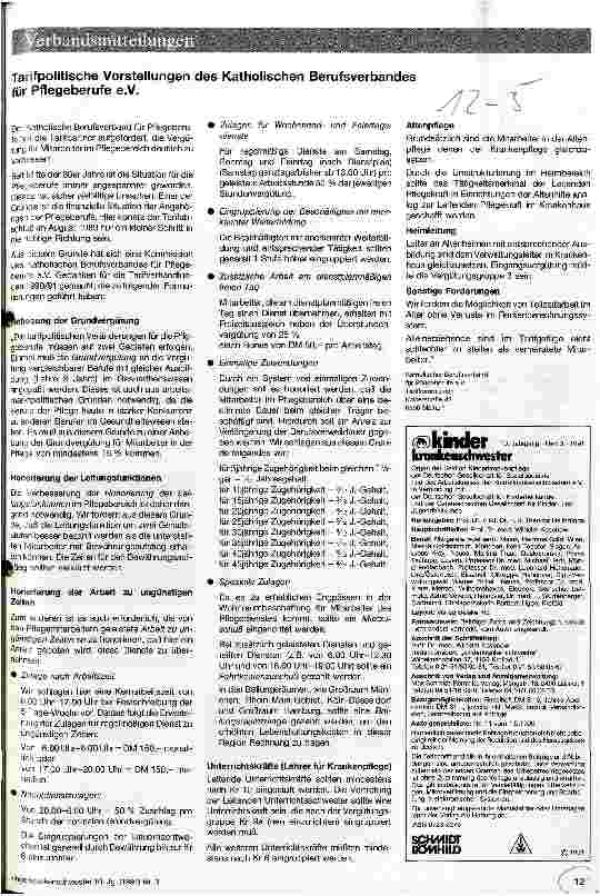 Vorschauseite 1: Tarivpolitische Vorstellungen des Kath. Berufsverbandes für Pflegeberufe e. V.