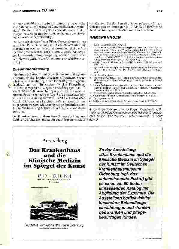 Vorschauseite 4: Nordrhein-Westfalen: Krankenhäuser lehnen Anrechnung von Hygienefachkräften auf den Stellenplan für den Pflegedienst ab