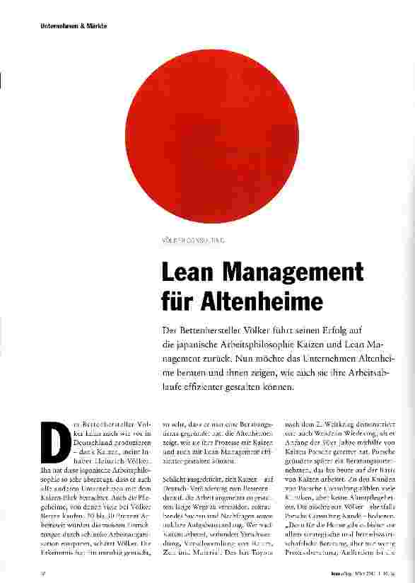 Vorschauseite 1: VÖLKER CONSULTINGLean Management für Altenheime