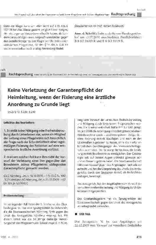 Vorschauseite 5: Kein Anspruch auf Übernahme der Pflegekosten auf ambulanten Pflegedienst nach Tod des Pflegebedürftigen