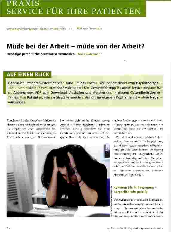 Vorschauseite 1: Müde bei der Arbeit - müde von der Arbeit?