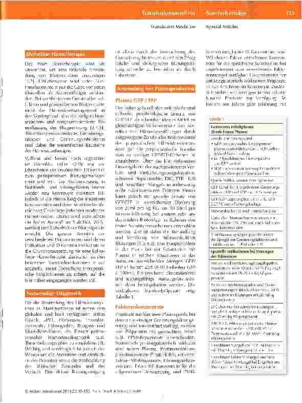 Vorschauseite 2: Hämotherapie der Blutgerinnung