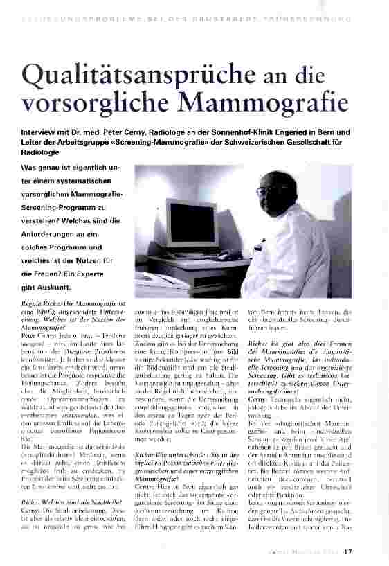 Vorschauseite 1: Qualitätsansprüche an die vorsorgliche Mammografie