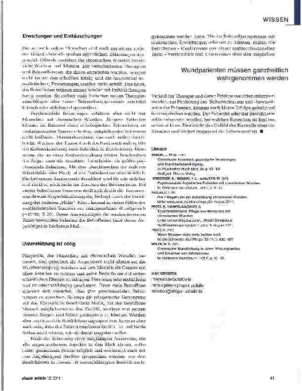 Vorschauseite 3: Psychosoziale Belastung bei nicht heilenden Wunden