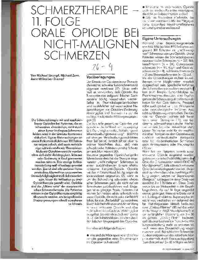 Vorschauseite 1: Schmerztherapie - 11. Folge: Orale Opiode bei nicht-malignen Schmerzen