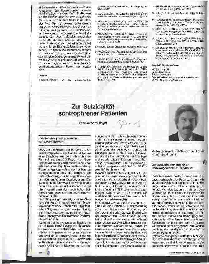 Vorschauseite 1: Zur Suizidalität schizophrener Patienten