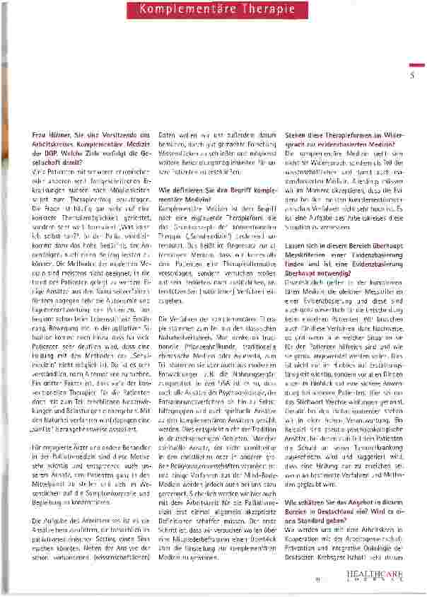 Vorschauseite 2: Komplementäre Therapien steigern Patientenautonomie