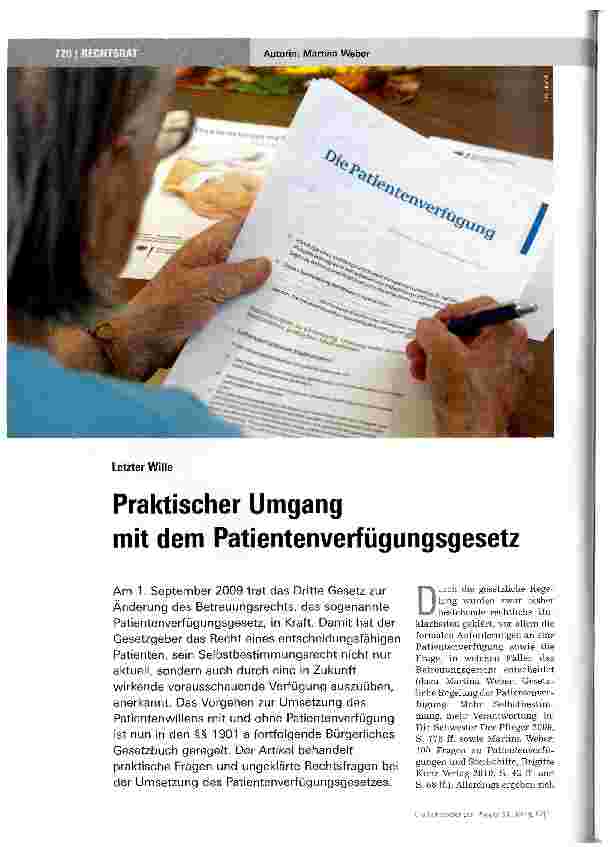 Vorschauseite 1: Praktischer Umgang mit dem Patientenverfügungsgesetz