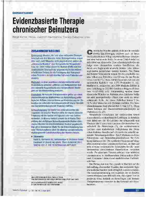 Vorschauseite 1: Evidenzbasierte Therapie chronischer Beinulzera