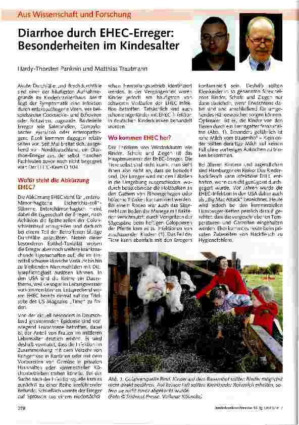 Vorschauseite 1: Diarrhöe durch EHEC-Erreger: Besonderheiten im Kindesalter