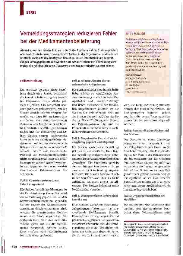Vorschauseite 1: Vermeidungsstrategien reduzieren Fehler bei der Medikamentenbelieferung