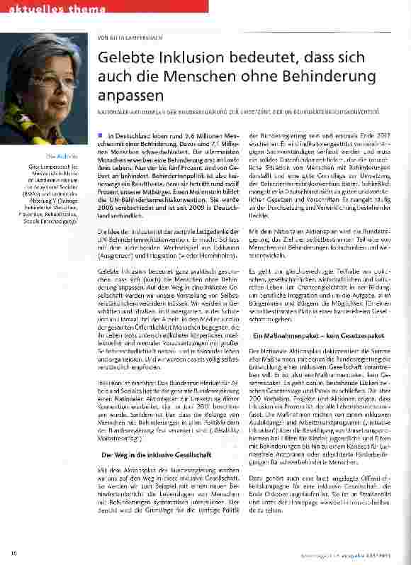 Vorschauseite 1: Gelebte Inklusion bedeutet, dass sich auch die Menschen ohne Behinderung anpassen