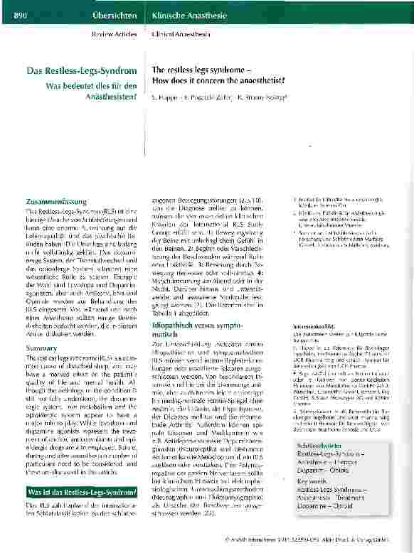 Vorschauseite 1: Das Restless-Legs-Syndrom