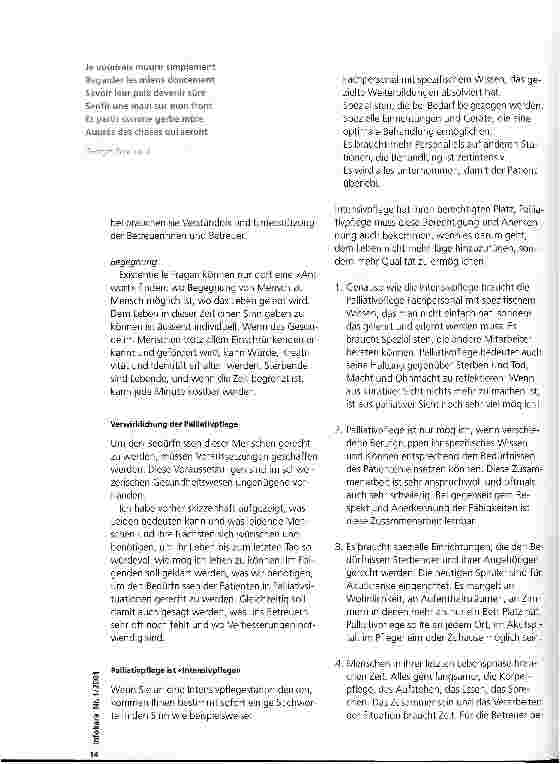 Vorschauseite 2: Palliative Care aus Sicht der Pflege