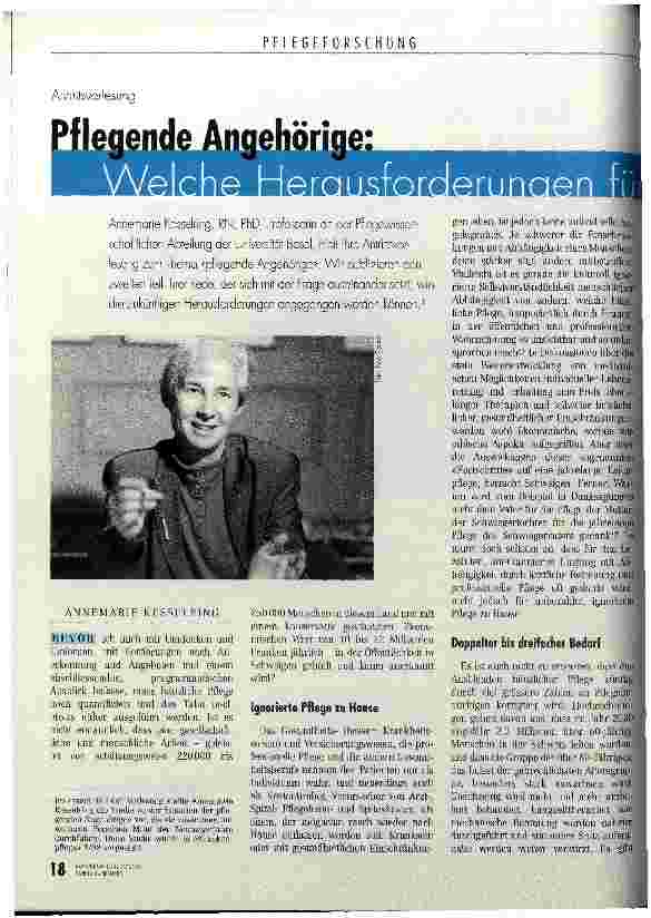 Vorschauseite 1: Pflegende Angehörige: Welche Herausforderungen für die Zukunft?