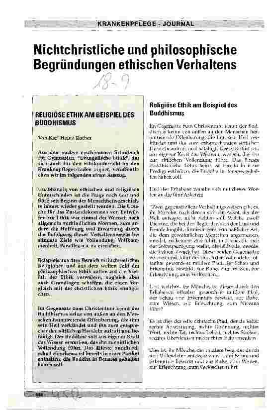 Vorschauseite 1: Nichtchristliche und philosophische Begründung ethischen Verhaltens