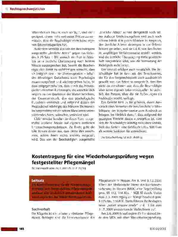 Vorschauseite 2: Sorgfaltswidrige Ausstellung eines ärztlichen Attestes