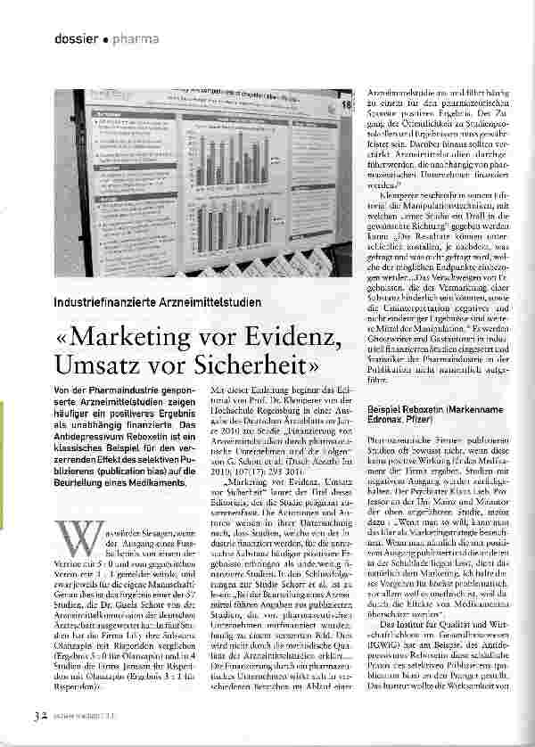 Vorschauseite 1: Marketing vor Evidenz, Umsatz vor Sicherheit