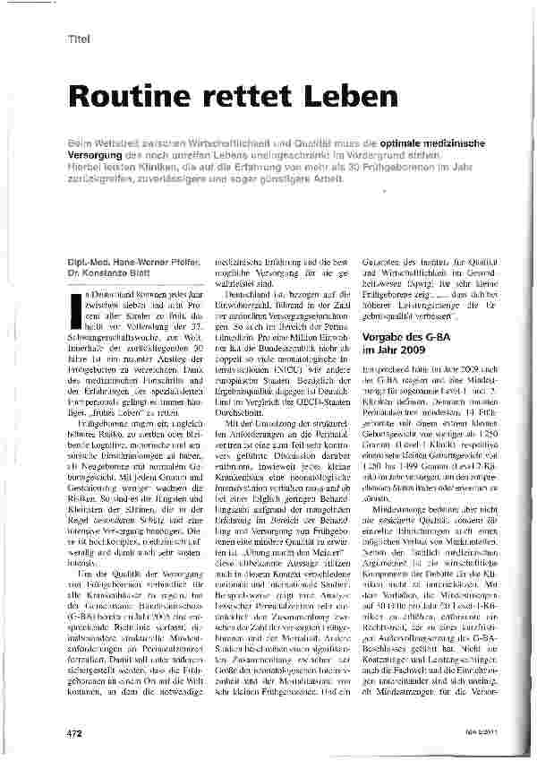 Vorschauseite 1: Routine rettet Leben