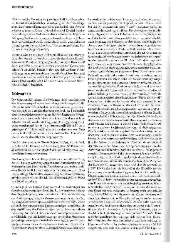 Vorschauseite 2: Keine Haftung bei unterlassener Aufklärung über Risiken außerhalb des Fachgebiets