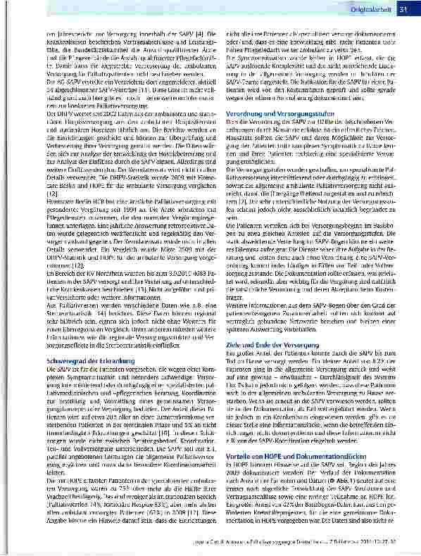 Vorschauseite 5: Ambulante Palliativversorgung in Deutschland -in HOPE dokumentierte Erfahrungen