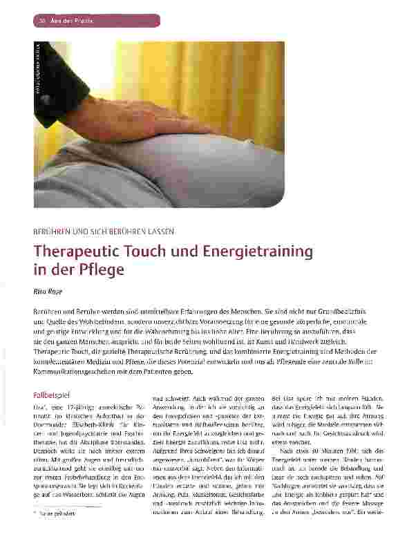 Vorschauseite 1: BERÜHREN UND SICH BERÜHREN LASSENTherapeutic Touch und Energietraining in der Pflege