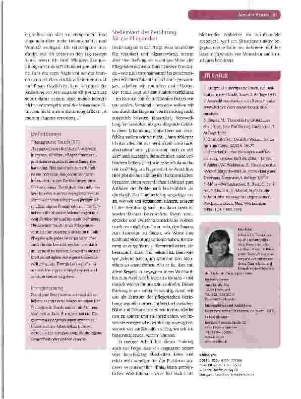 Vorschauseite 4: BERÜHREN UND SICH BERÜHREN LASSENTherapeutic Touch und Energietraining in der Pflege